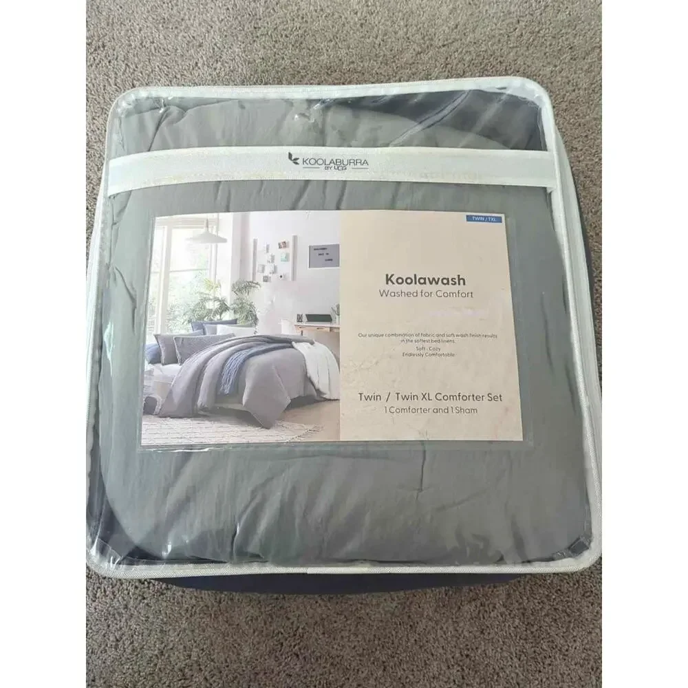 Koolaburra by UGG Koolawash Twin/Twin XL Comforter Set Gray 2 Piece NEW
